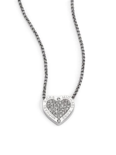 michael kors silver necklace|michael kors heart necklace.